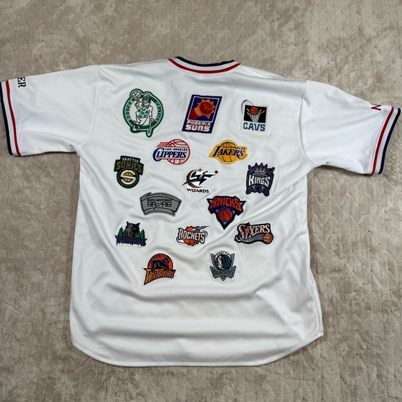 Vintage Y2K NBA Custom Logo Embroidered patch Jersey Men’s Large - Picture 2 of 12